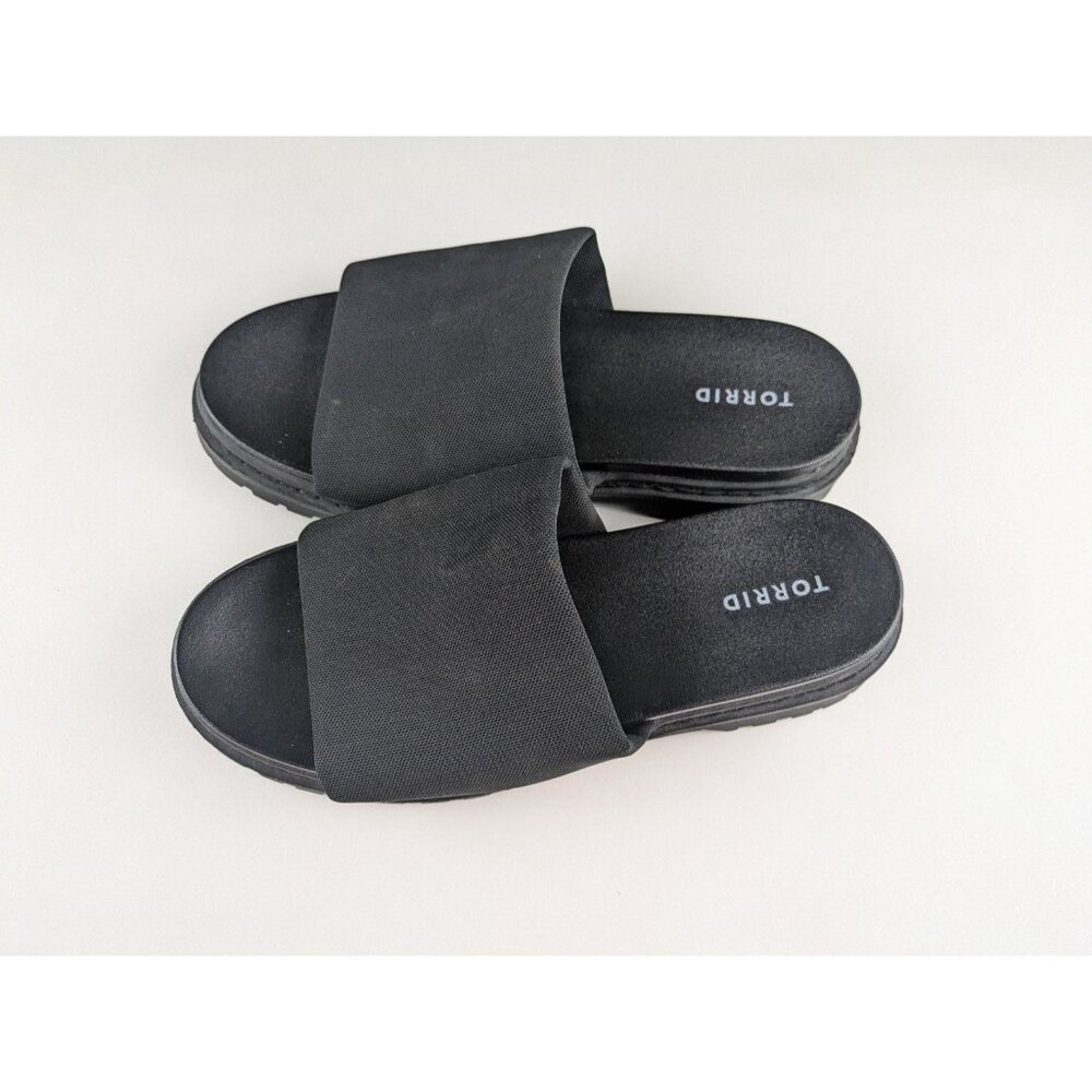 Torrid Wide Black Stretch Chunky Platform Slip On Slide Sandals Women's 11